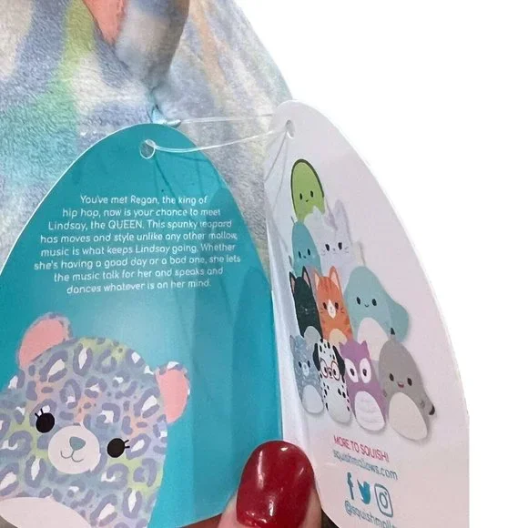 Squishmallows Lindsay the Leopard Cheetah 8” Colorful Kellytoy Plush NWT Kids - Picture 4 of 10